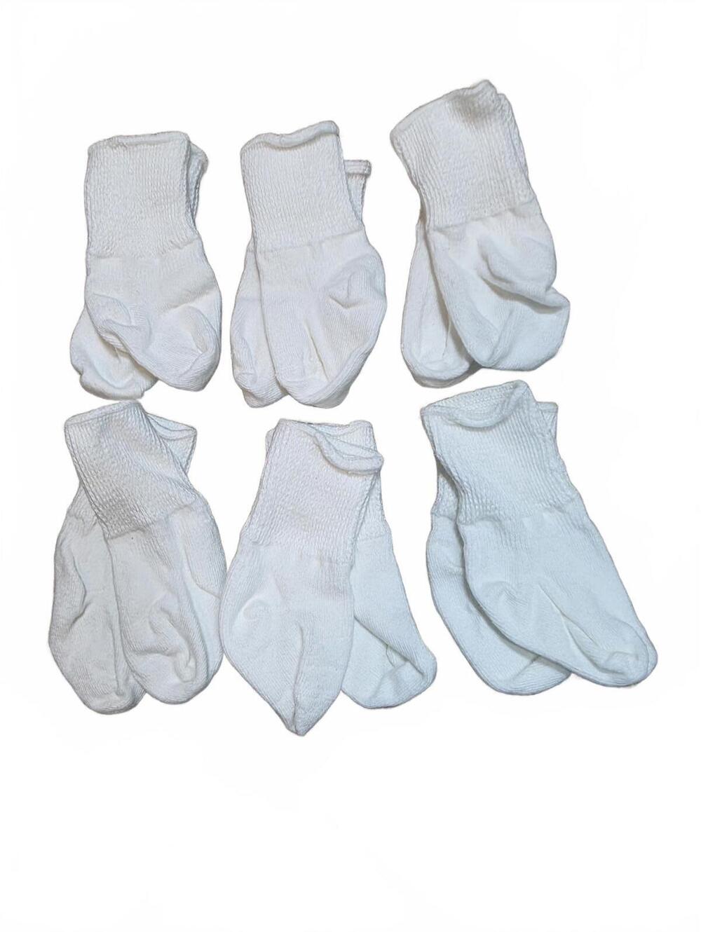 Jefferies Socks Newborn Turn Cuff Bootie 6 Pair socks, White, Newborn US